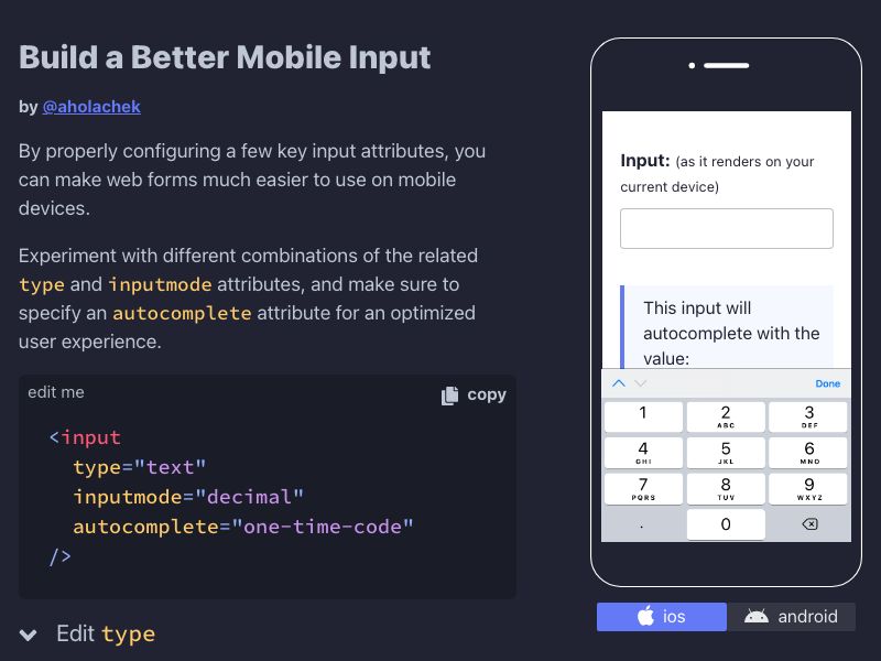 Better Mobile Inputs Screenshot