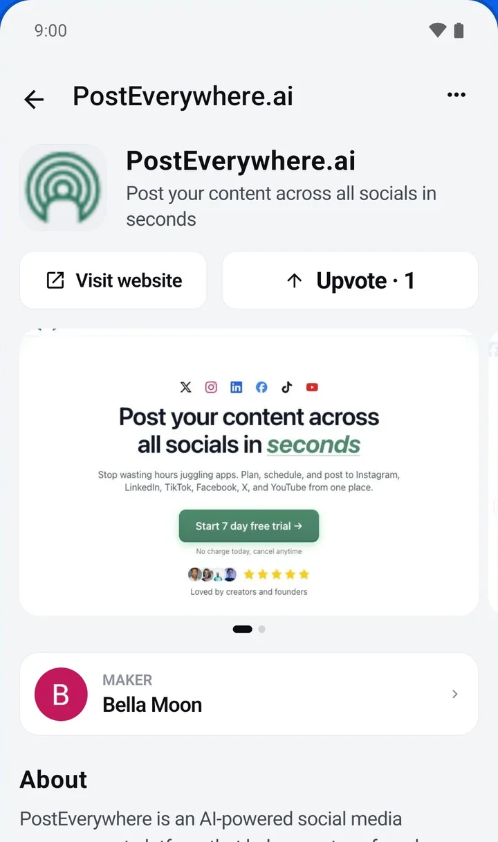 The same product page on Android.