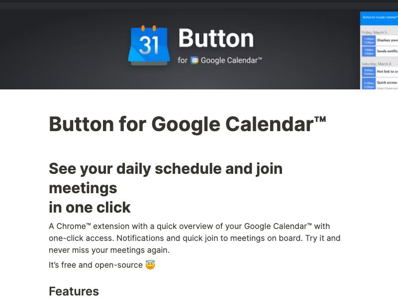 Button for Google Calendar™ Screenshot