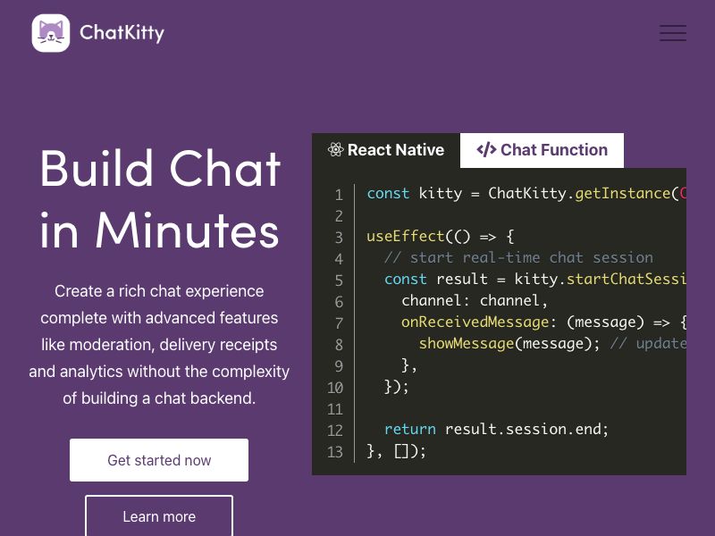 ChatKitty API Screenshot