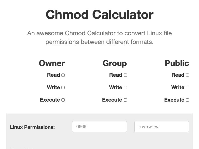Chmod Calculator Screenshot