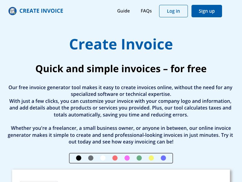Create Invoice Screenshot