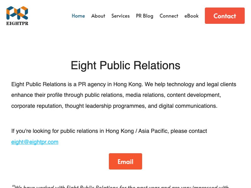 Eight Public Relations Screenshot
