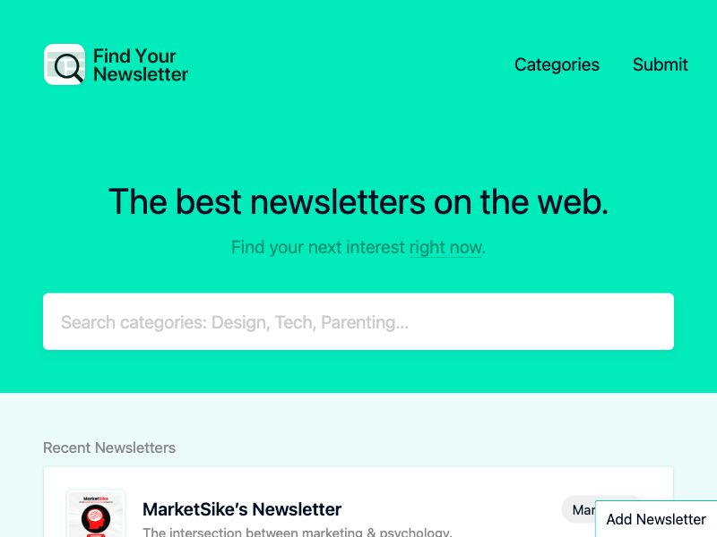 Find Your Newsletter Screenshot