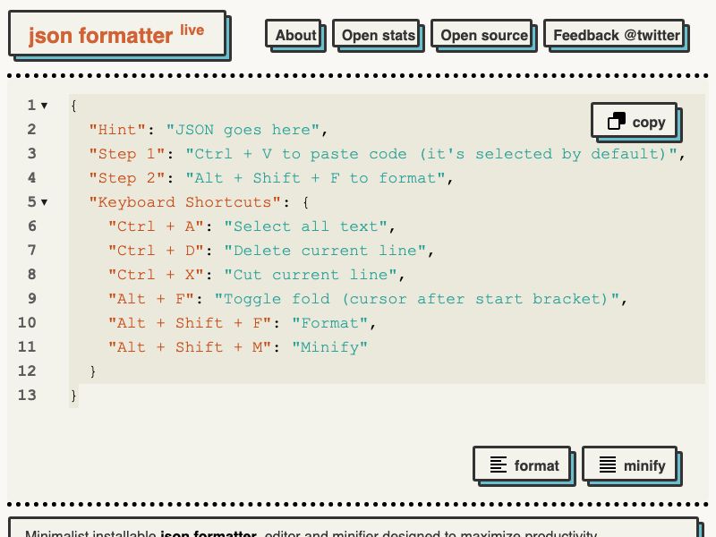 JSON Formatter Live Screenshot