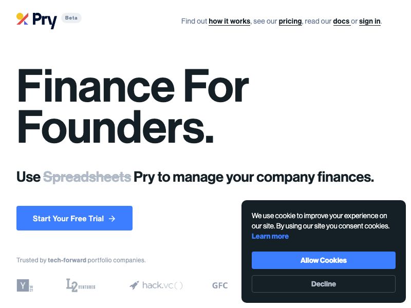 Pry Financials Screenshot