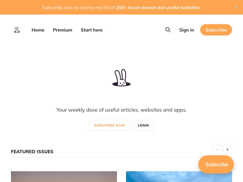 Rabbit Ideas Newsletter Screenshot