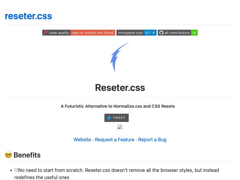 Reseter.css Screenshot
