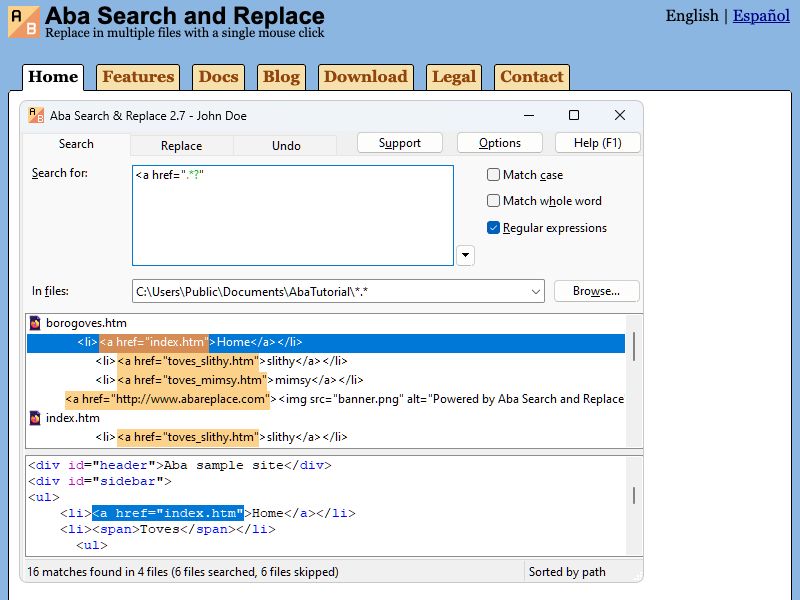 Aba Search and Replace