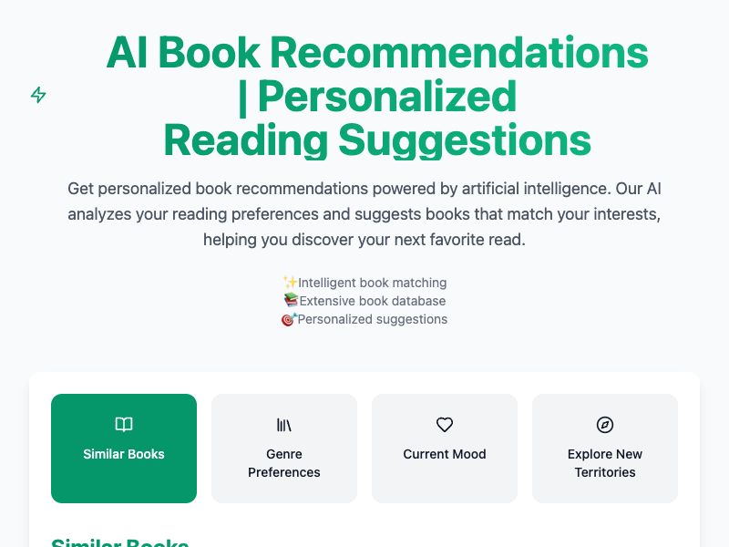 AI Book Recommendations Screenshot