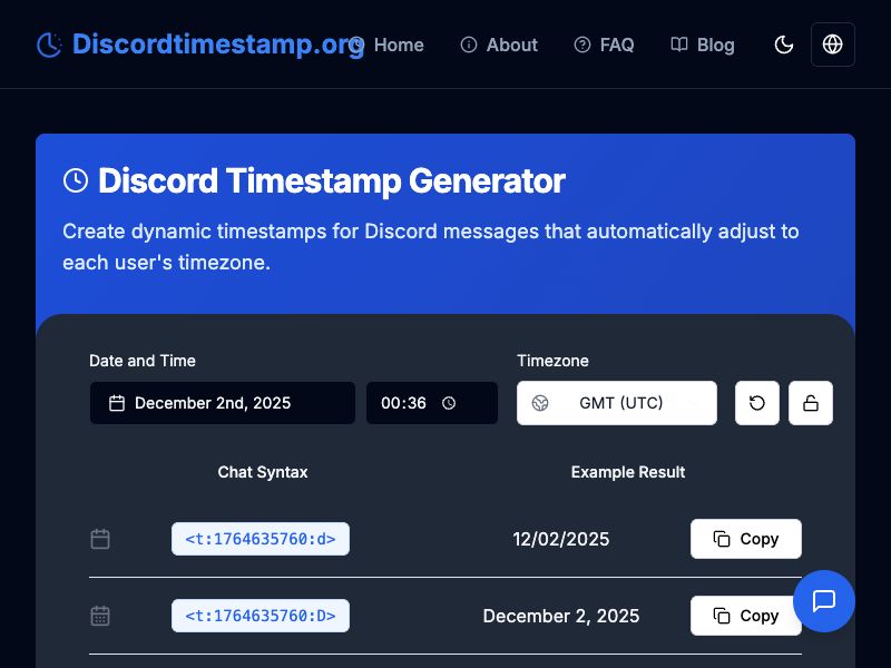 Discord Timestamp Generator