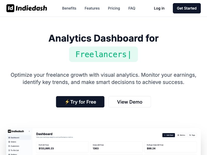 Indiedash – Track Your Freelance Success Screenshot