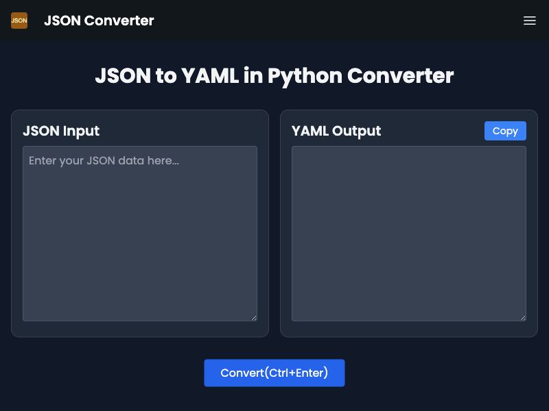 JSON to YAML Converter Screenshot