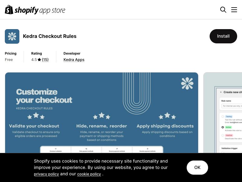 Kedra Checkout Rules