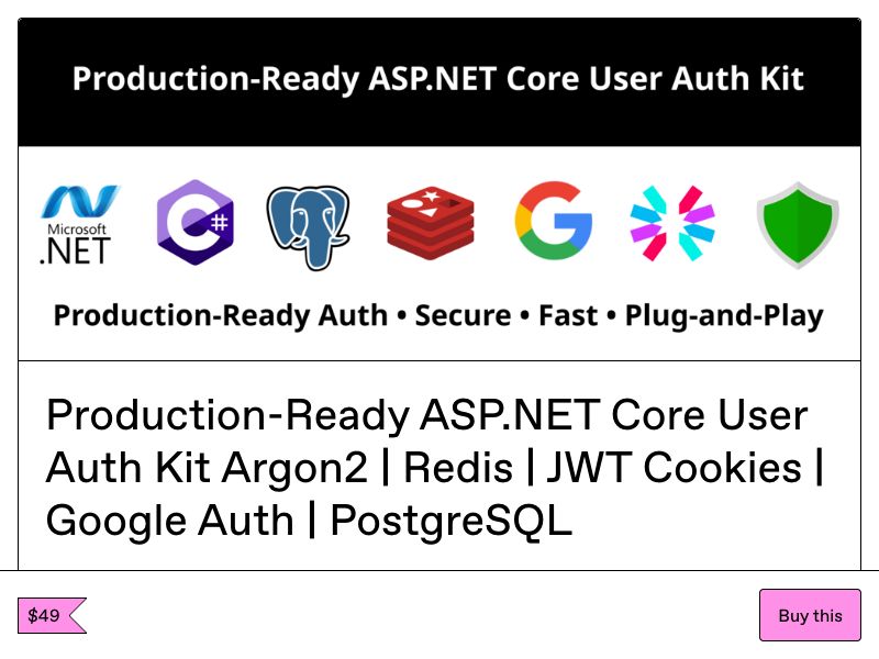 Prod-Ready ASP.NET Core User Auth Kit