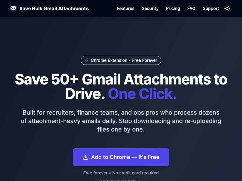 Save Bulk Gmail Attachments Screenshot