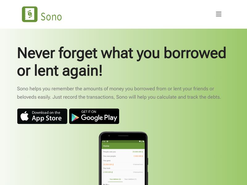Sono: Debt tracker and manager