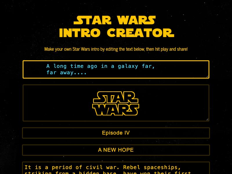 Star Wars Intro Creator