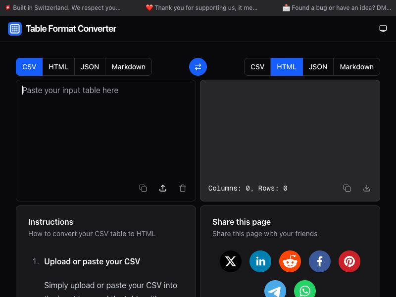 Table Format Converter
