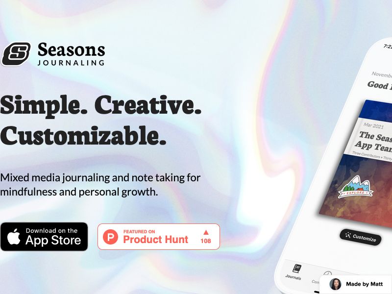 Seasons Journaling for iOS Screenshot