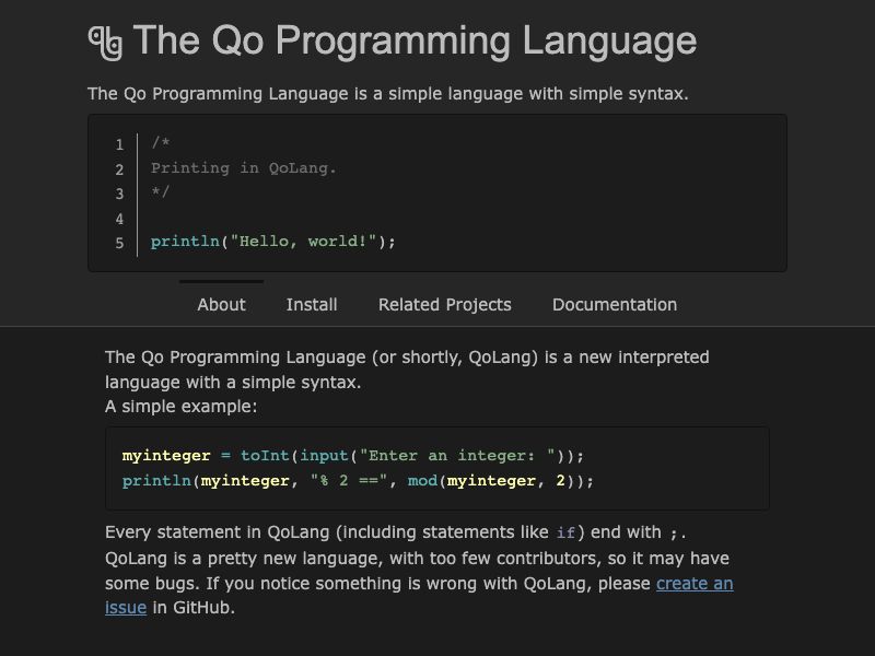 The Qo Programming Language Screenshot