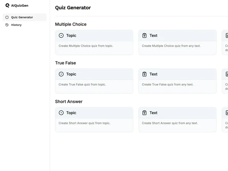 AIQuizGen Screenshot