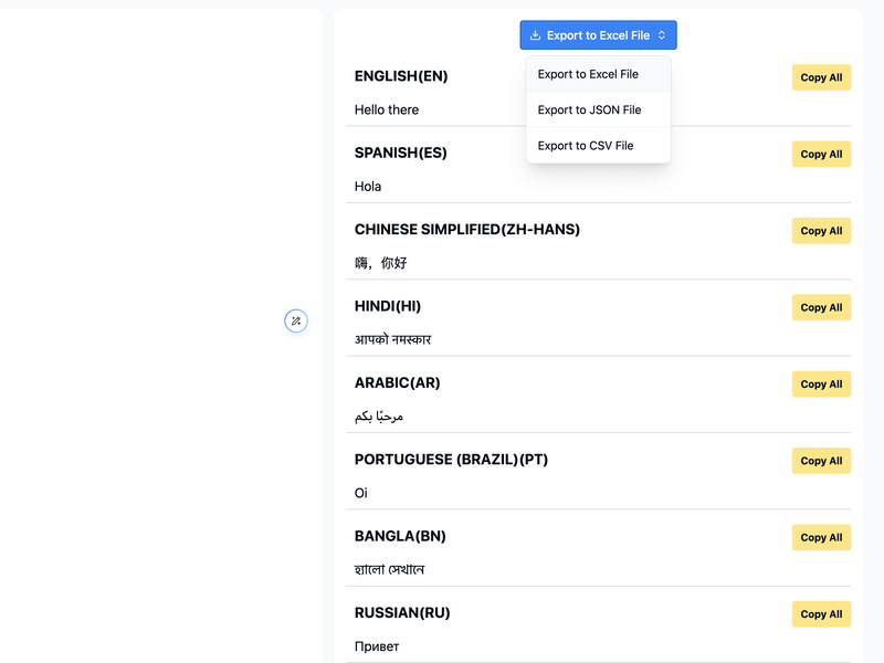 Bulk Languages Translator Screenshot