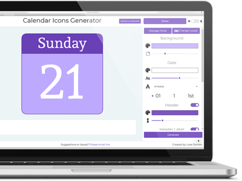 Calendar Icons Generator Screenshot