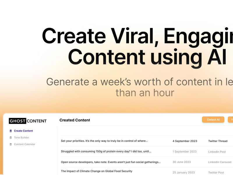 GhostContent.ai Screenshot