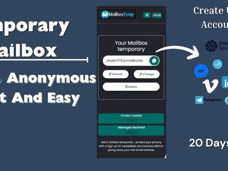 Mailbox temporary- Free temp E-mail Screenshot
