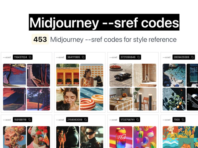 Midjourney Sref Library Screenshot