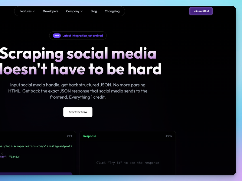 Scrape creators Screenshot