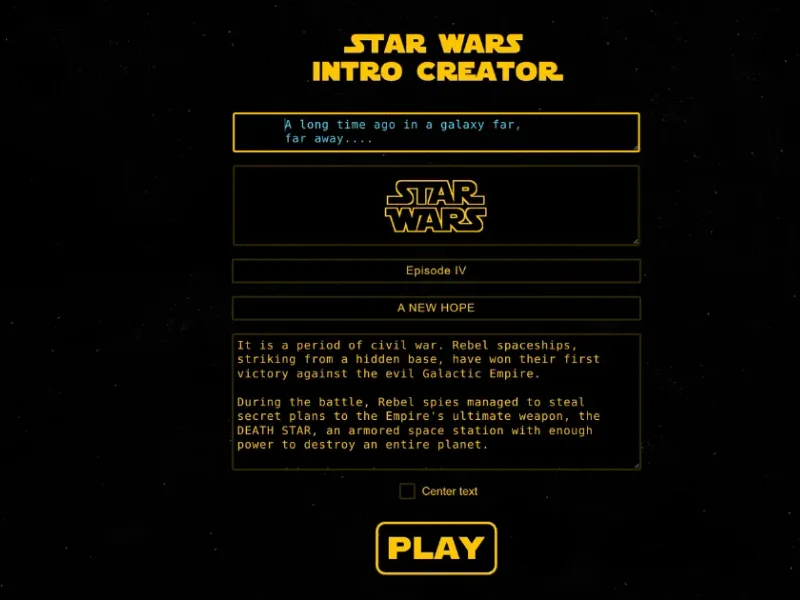 Star Wars Intro Creator Screenshot