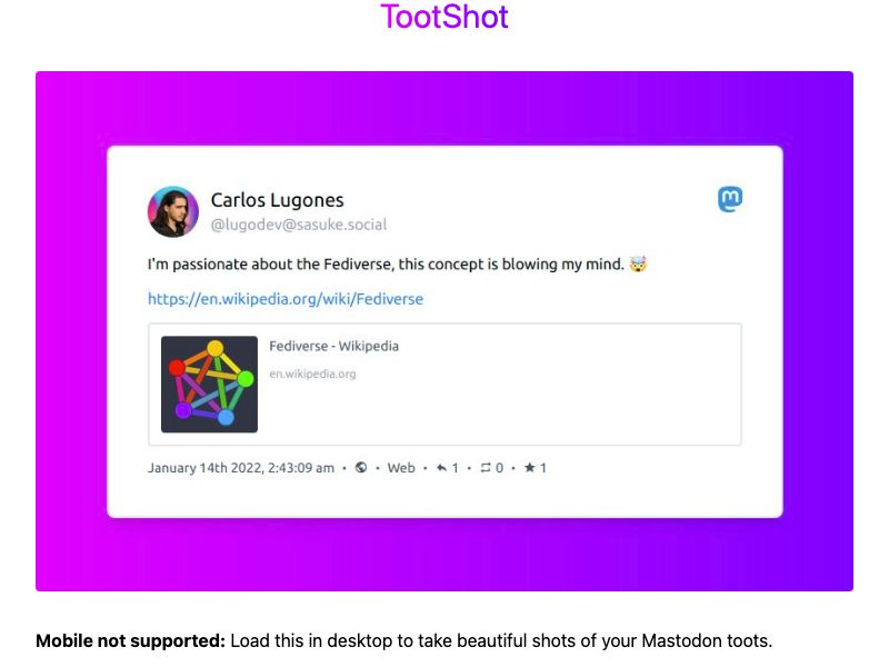 TootShot Screenshot
